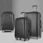 Wanderlite 3pcs LuggageTrolley Set Travel Suitcase Storage Organiser Carry On Hard Case TSA LUG-ABS-SPA-3SET-BK