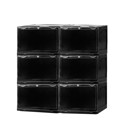 Stacked Shoe Box Acrylic Sneaker Display 6PC Black SHOEBOX1002-6PC-BK