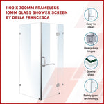 1100 x 700mm Frameless 10mm Glass Shower Screen By Della Francesca 831361