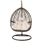 Gardeon Outdoor Egg Swing Chair Wicker Rattan Furniture Pod Stand Cushion Latte HM-EGG-RAN-S-LACR-AB