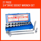 27Pc Heavy Duty Socket Wrench Set 3/4" Drive Metric & Imperial Extension Case V465-97822-AU-2