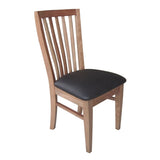 Fairmont 2pc Set Dining Chair PU Leather Seat Slat Back Solid Oak Timber Wood V315-CLR01-PUB-SMK-2PC-KIT