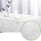 Leaves Off White Luxury Jacquard Tablecloth 145 x 225 cm V442-ABR-TABLEC-LEAVES225-OFFWHITE-RE