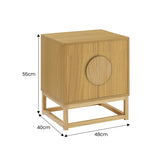 Sarantino Luca Bedside Table Split Door Night Stand - Natural TBL-SV-02-NT