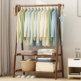 Portable Clothes Rack Coat Garment Stand Bamboo Rail Hanger Airer Closet V63-838131