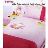 Fairies Embroidered Quilt Cover Set Single V442-ABR-QUILTCS-FAIRIES-PINK-SB