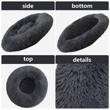 Dog Pet Cat Calming Bed Warm Plush Round Nest Comfy Sleeping Bed Dark Grey 90cm V360-PTDB0000-DG-L