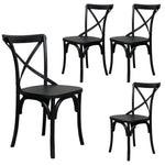 Rustica 4pc Set Dining Chair X-Back Solid Timber Wood Seat Black V315-VHND-STRA-01-4PC-KIT