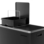 SONGMICS Dual Rubbish Bin 2 x 30L Recycling Bin Black V384-LTB60BK