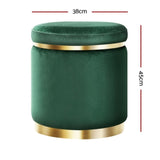 Artiss Ottoman Foot Stool Round Velvet Green FS-B-675-VEL-GN