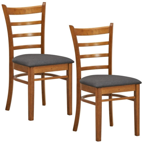 Linaria Dining Chair Set of 2 Crossback Solid Rubber Wood Fabric Seat - Walnut V315-VOD-MACK-03-2PC-KIT