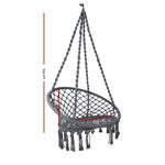 Gardeon Hammock Chair Outdoor Hanging Macrame Cotton Indoor Grey HM-CHAIR-SWING-GREY