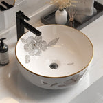 Cefito Bathroom Basin Ceramic Vanity Sink Hand Wash Bowl with Pattern 41x41cm CB-410-WH-FLOWER