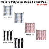 Set of 2 Outdoor Polyester Striped Chair Pads 40 x 40cm White Blue V442-IDC-CUSHION-POLYCHAIRPAD-WHITEBLUE-SQ