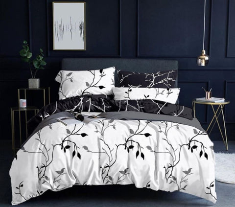 Tree Reversible King Size White Duvet Quilt Cover Set V493-MK-386