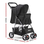 i.Pet 4 Wheel Pet Stroller - Black PET-STROLLER-4WL-BK