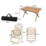 Levede Folding Camping Table Chair Set Oak OD1048