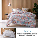 Accessorize Amara Washed Cotton Printed Reversible Comforter Set Queen V442-HIN-COMFORTER-COTTONAMARA-BLUE-QS