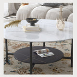 Interior Ave - Duke Round Two Tier Stone Coffee Table V355-IA-CT5-MB