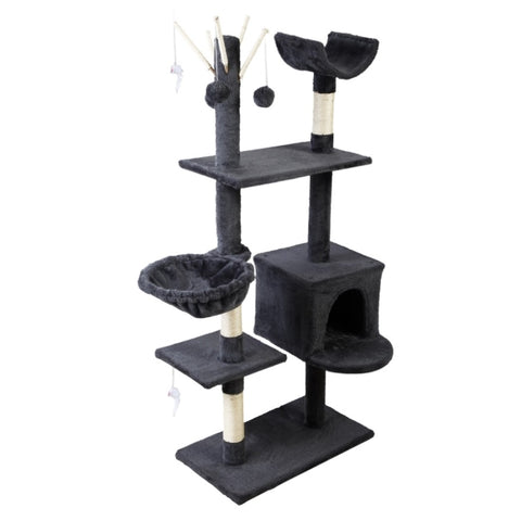 i.Pet Cat Tree 140cm Tower Scratching Post Scratcher Trees Toys Condo Bed Grey PET-CAT-FL08-GR