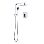 WELS 8" Rain Shower Head Set Square Dual Heads Faucet High Pressure With Mixer V63-828011