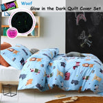 Happy Kids Woof Glow in the Dark Quilt Cover Set Double V442-HIN-QUILTCS-WOOF-BLUE-DS