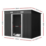 Giantz Garden Shed 2.38x1.31M w/Metal Base Sheds Outdoor Storage Tool Workshop Sliding Door SHED-FLAT-4X8-BASE-ABC