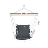 Gardeon Hammock Chair Hanging with Armrest Camping Hammocks Grey HM-CHAIR-ARM-GREY