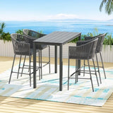 Gardeon 5-Piece Outdoor Bar Set Dining Table Rope Chair Patio Bistro Set ODF-BARSET-ROPE-5SET-AB