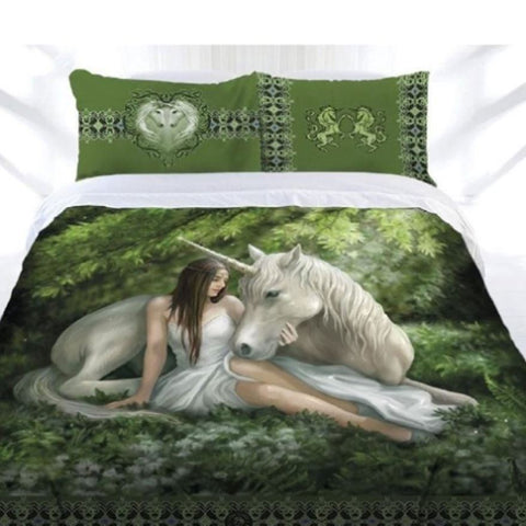 Anne Stokes Pure Heart Quilt Cover Set King V442-LDE-QUILTCS-PUREHEART-GREEN-KI