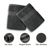 Linenland 4 Piece Cotton Bath Towels Set - Charcoal V406-TOWPAK01CH