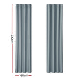 Artiss 2X Blockout Curtains Eyelet 140x230cm Grey BC-MATT-140X230-GY