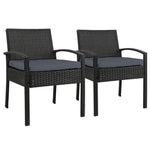 Gardeon 2PC Outdoor Dining Chairs Patio Furniture Rattan Lounge Chair Cushion Felix ODF-CHAIR-TEA-BK-2X