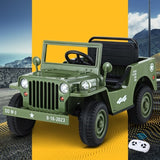 Rigo Kids Electric Ride On Car Jeep Military Off Road Toy Cars Remote 12V Olive RCAR-ARMYJEP-OL