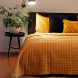J.Elliot Home Adela Mustard Velvet Quilted Coverlet Set Queen/King V442-IDC-COVERLET-ADELA-MUSTARD-QS