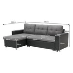 Sarantino 3-Seater Corner Sofa Bed Storage Lounge Chaise Couch Grey SOFA-8175-LNN-LGY