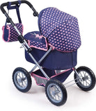 Trendy Dolls Pram, Foldable with Height-Adjustable Handle, Blue and Pink V178-22191