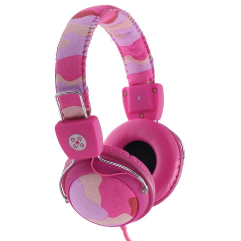 MOKI Camo In-line Mic Pink Headphones V177-HPCAMP