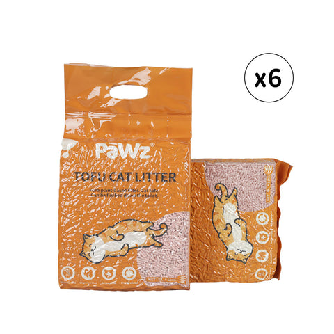 PaWz 2.5kg Tofu Cat Litter Clumping Peach PT1196-PEACH-6PCS
