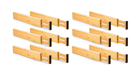 12 Pack Bamboo Adjustable Kitchen Drawer Dividers V178-36046