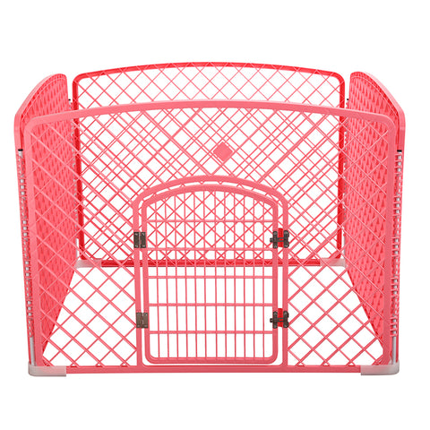 YES4PETS 4 Panel Plastic Pet Pen Pet Foldable Fence Dog Fence Enclosure With Gate Pink V278-BP161-PEN4PANEL-PINK