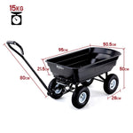 PLANTCRAFT 250kg Poly Pull Dump Cart Garden Hand Trailer Wagon Lawn Wheelbarrow V219-MOWCRTROSAPD2