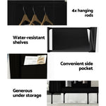 Artiss Large Portable Clothes Closet Wardrobe with Shelf Black DIY-WR-175-BK