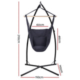 Gardeon Hammock Chair Outdoor Camping Hanging with Steel Stand Grey HM-CHAIR-PILLOW-GREY-X