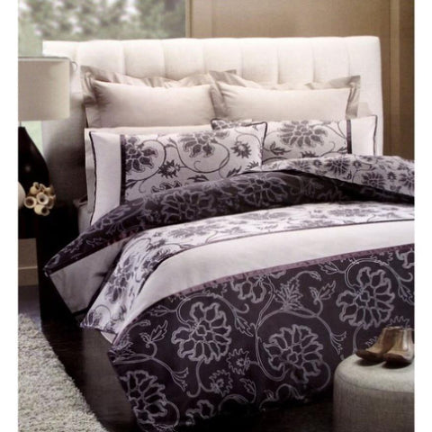 Belmondo 300TC Veronika Quilt Cover Set QUEEN V442-CAP-QUILTCS-VERONIKA-GREY-QS