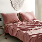 Cosy Club Cotton Bed Sheets Set Pink Brown Cover Double CC-SHEETSET-D-PK-BR