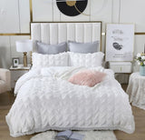 Ruffles Textured Jacquard Super King Size white Duvet Quilt Cover Set V493-JH-01-SK