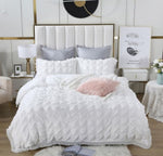 Ruffles Textured Jacquard King Size white Duvet Quilt Cover Set V493-JH-01-K