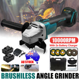 Brushless Cordless Angle Grinder With 2x Li-ion Battery Charger 125mm Combo Kit V201-LI0125BU8AU2