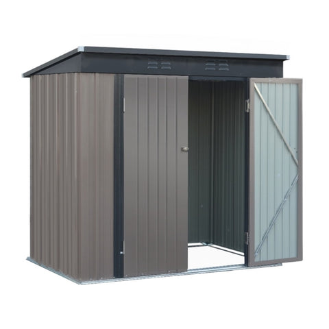 Giantz Garden Shed 1.95x1.31M Sheds Outdoor Storage Steel Workshop House Tool Double Door SHED-FLAT-4X6-BR-ABC